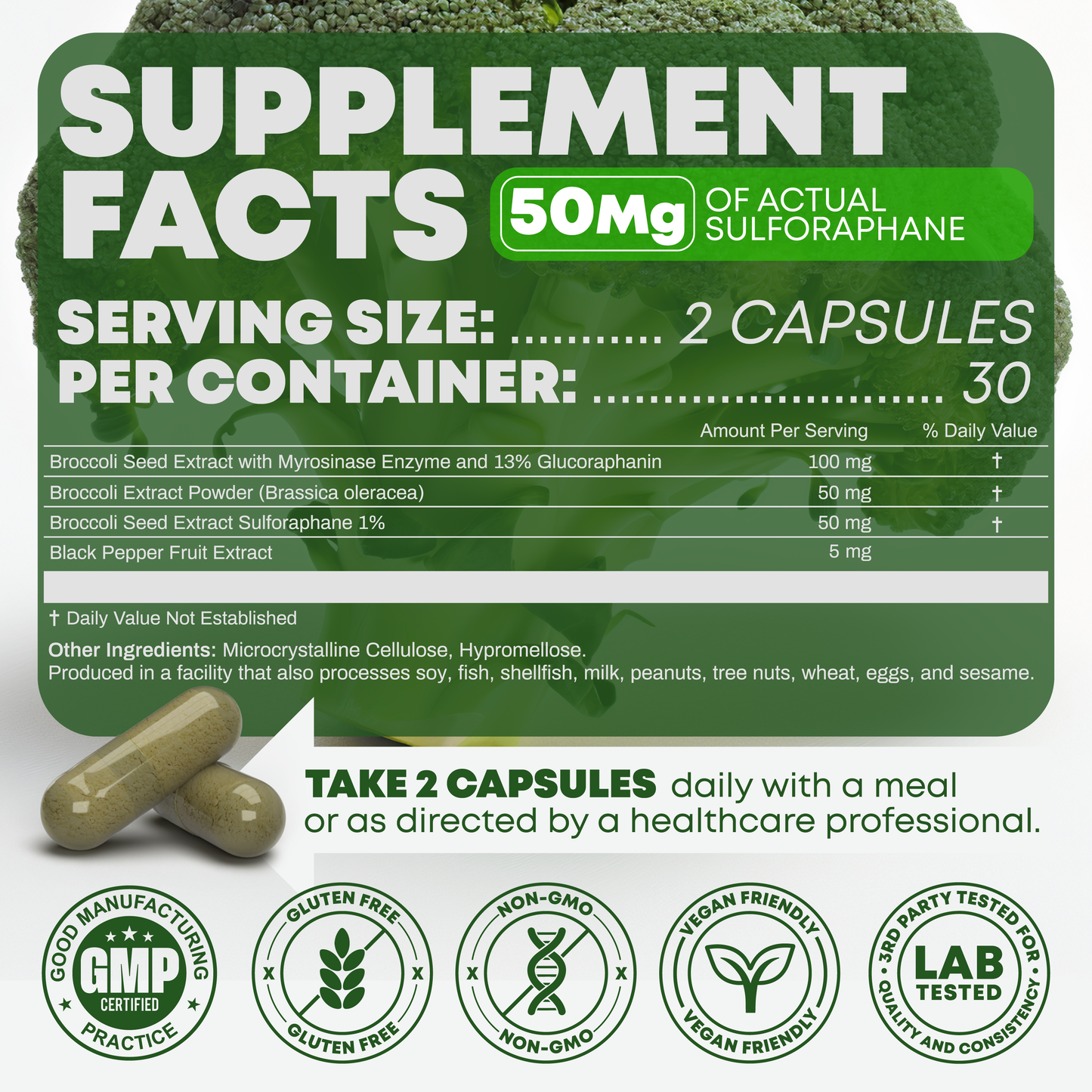 Sulforaphane+ Supplement 205mg w/ 50mg of Pure Sulforaphane Per Serving