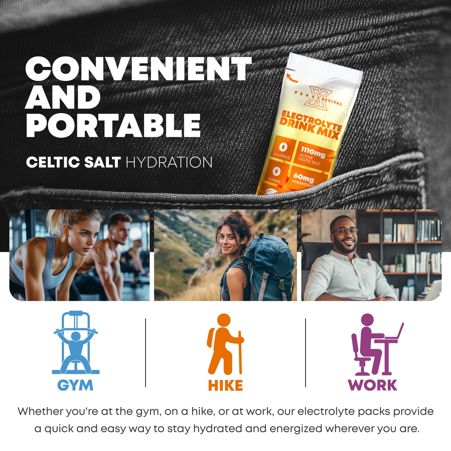 Peak Salt Electrolyte Hydration Packs (12 Stick Variety Pack)