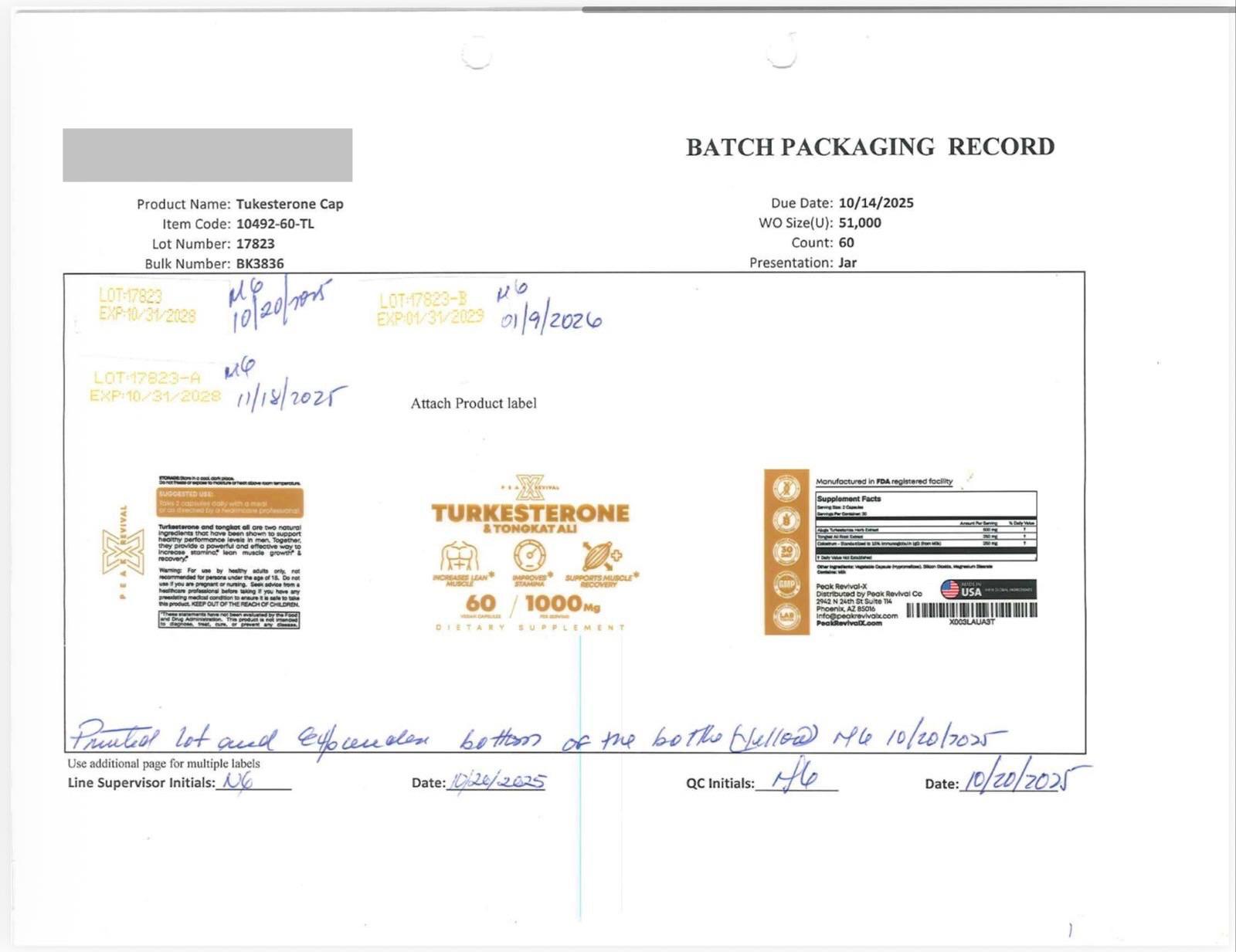 Lab testing documentation