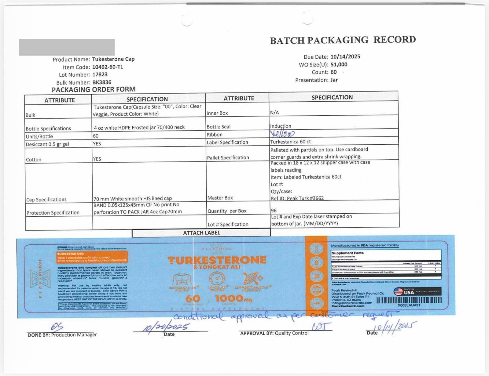 Certificate of Analysis document